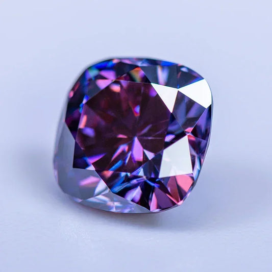Moissanite Diamond Imperial Purple Cushion Cut Lab Gemstone