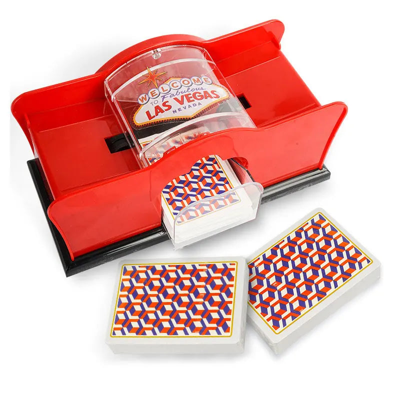 Red/Black Manual Card Shuffler 2 Deck with Hand Crank, Card Shuffler for Blackjack, UNO, Poker, Playing Card Dealer Machine