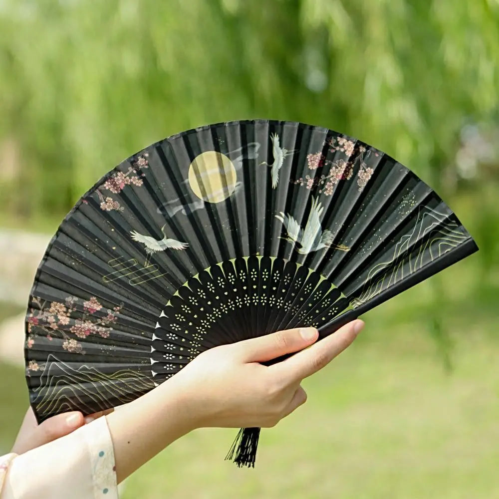 Retro Flower Pattern Home Decoration Elegent Bamboo Folding Fan Chinese Style Painting Handheld Fan Dance Performance Props