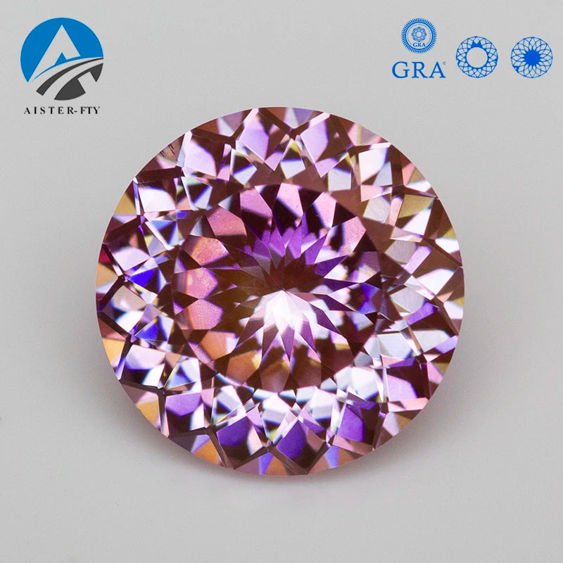 Sakura Pink Moissanite Stone 100 Faces Cut 6.5mm 1.0ct Certified Moissanita Loose Diamonds with GRA Certificate