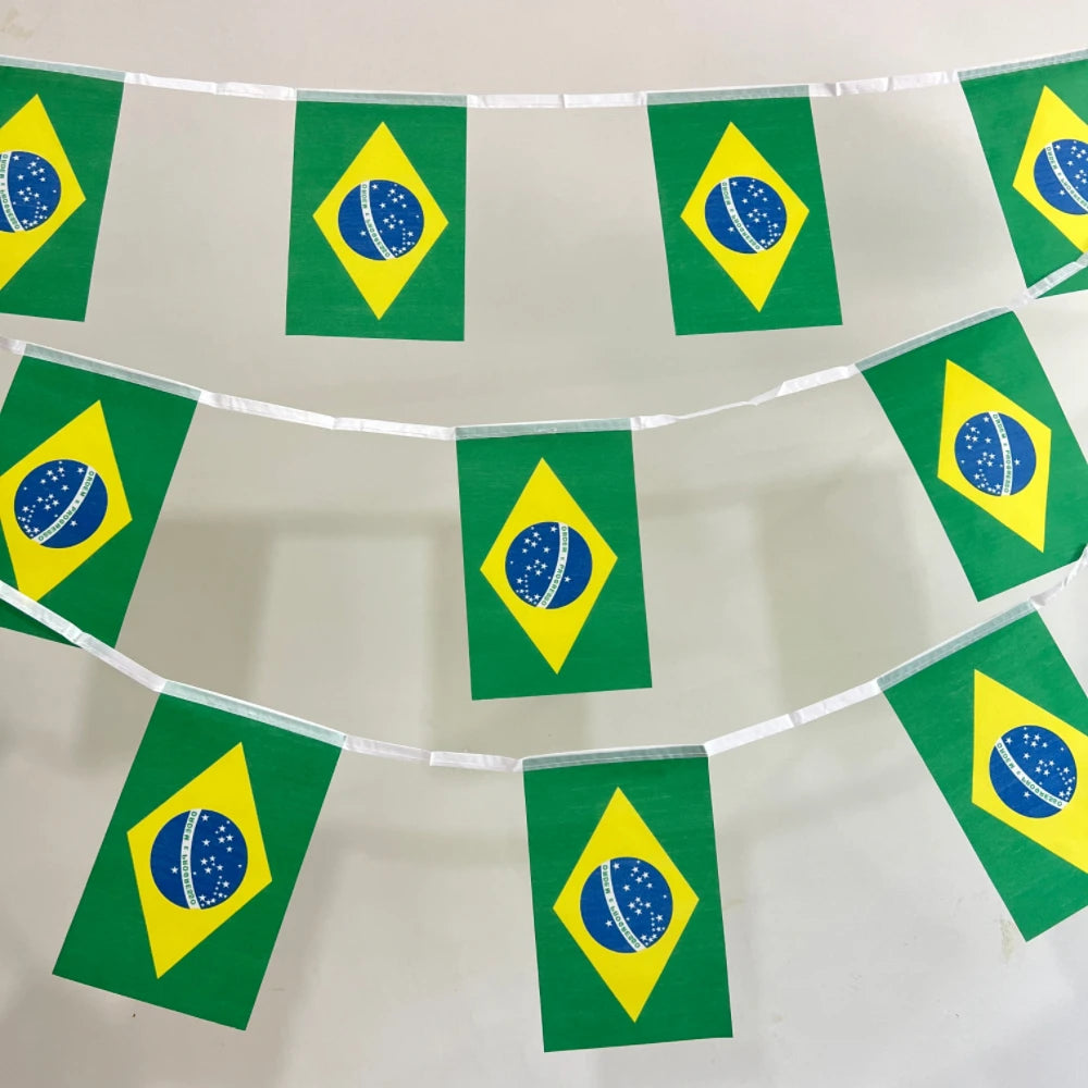 Brazilian Flags 14x21cm 20pcs/set Brazil Brazilian String Flag National