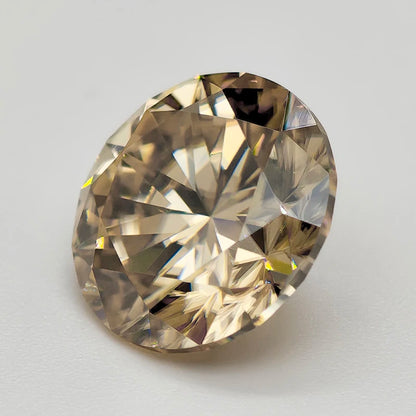 Champagne Round Cut Moissanite Stone With Certificate 0.5-5.0ct Certified Moissanite Loose Gemstone Positive Pass Tester GRA VVS