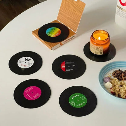 Retro Vinyl Record Anti-slip Coffee Coasters Mug Mat Home Decor
