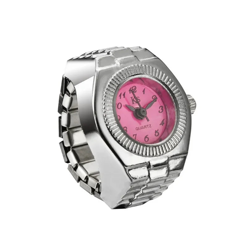 Finger Watch Mini Elastic Strap Alloy Watches Rings Jewelry Clock Retro Roman NEW