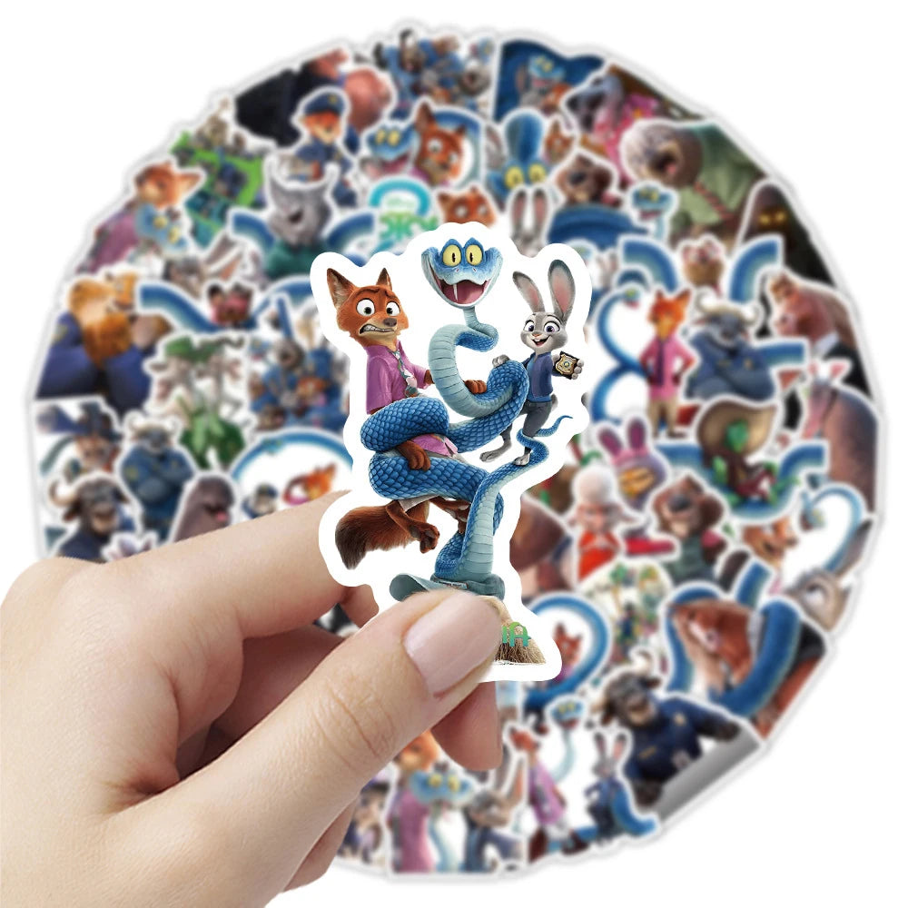 50/100/200pcs Disney Anime Zootopia 2 Cartoon Stickers Funny Decals DIY Notebook Bike Suitcase Cute Graffiti Sticker Classic Toy