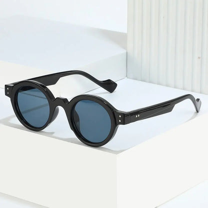 Round Sunglasses Men Punk Double Color Shades UV400 Retro Rivets Decoration Women Trending Sun Glasses Clear Lens Frame