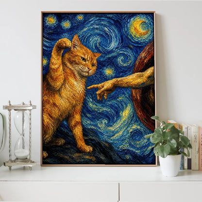 God Hand Cat Wall Decor Finger Canvas Painting Wall Art Poster Picture Home Decor
