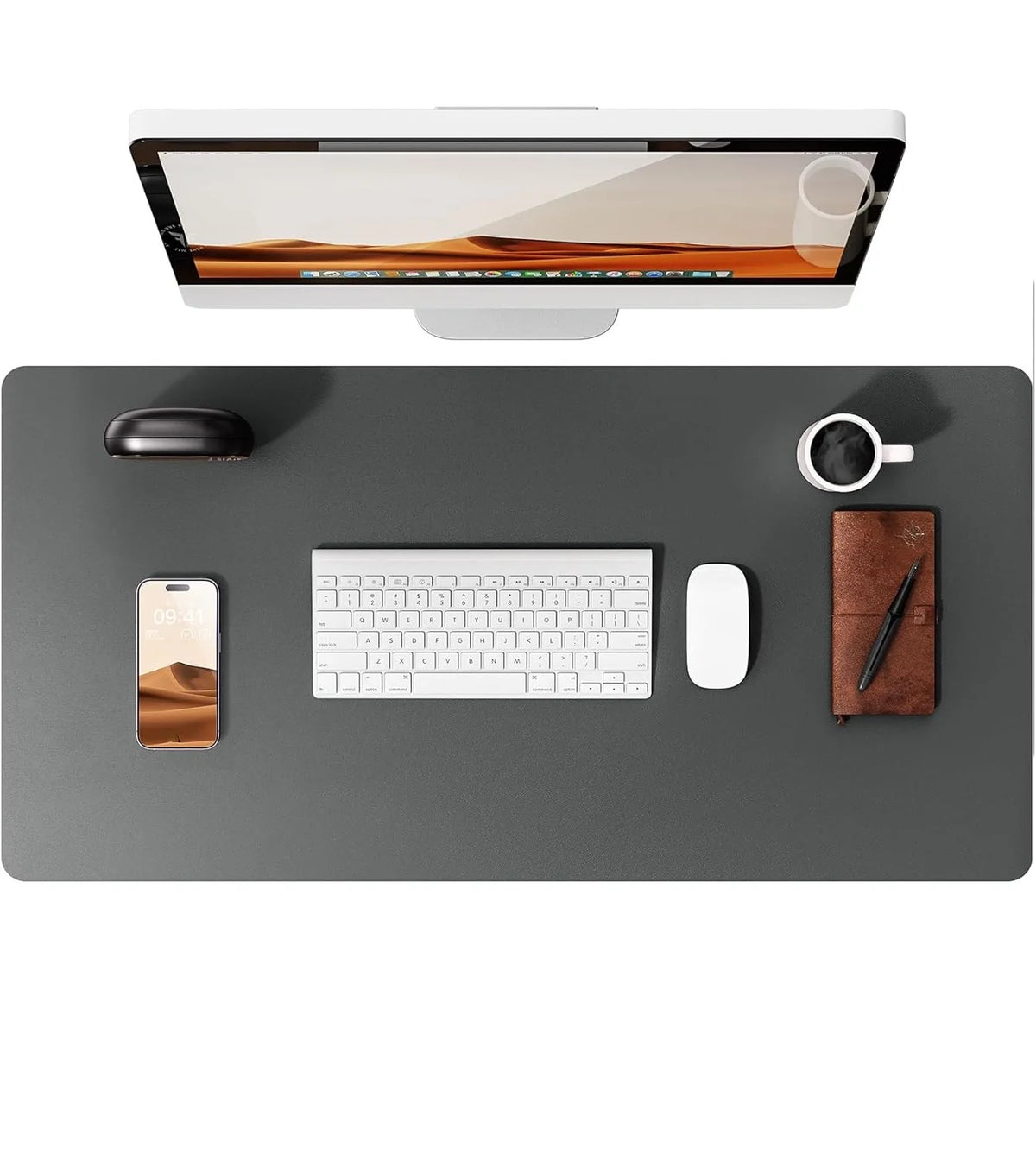 Mouse Pad Office Desk Mat Leather Desk Pad Protector Non-Slip PU Leather Desk Blotter