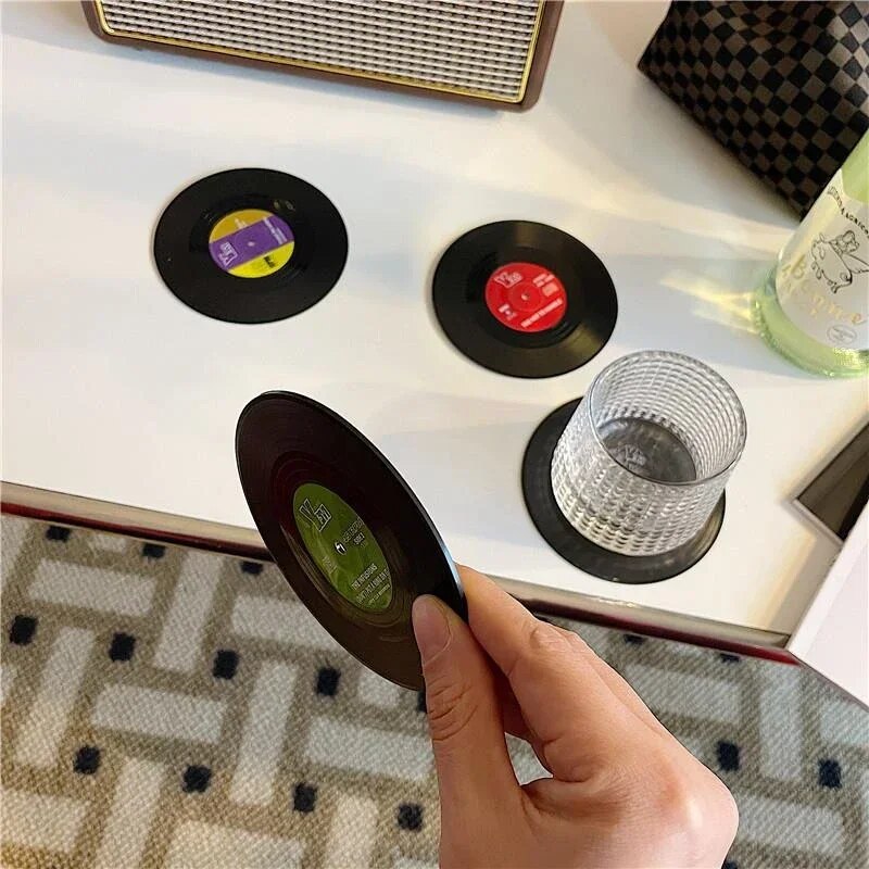 Retro Vinyl Record Anti-slip Coffee Coasters Mug Mat Home Decor