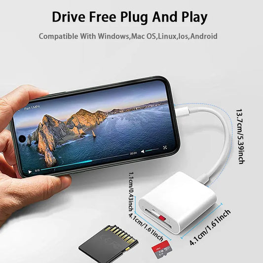 2in1 USB-C Card Reader USB C To SD Card OTG SD/TF Memory Converter Multifunctional Data
