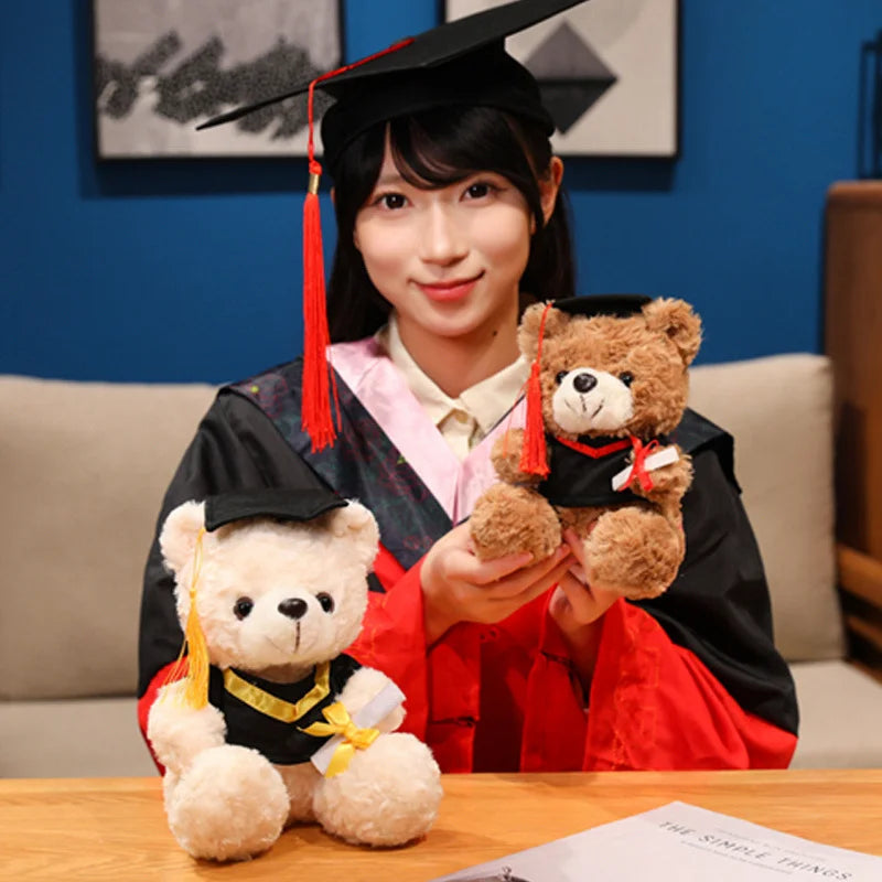 Cute Graduate Doctor Bear Plush Toy – 16/25CM Stuffed Graduation Gift & Home Decor