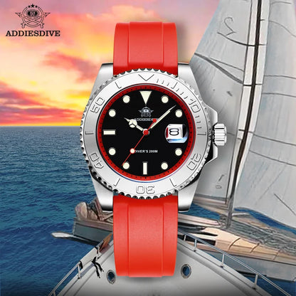 YELLOW Quartz Watch Calendar 200m Diver Silicone Men Sport Watch