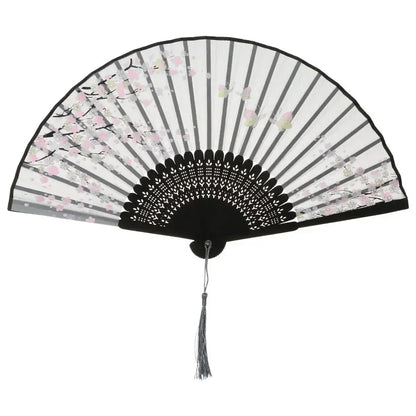 Retro Flower Pattern Home Decoration Elegent Bamboo Folding Fan Chinese Style Painting Handheld Fan Dance Performance Props