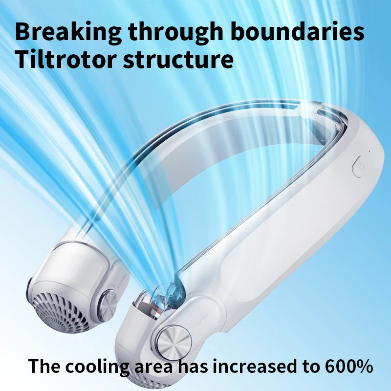 USB Rechargeable Rotor Neck Hanging Portable Fan Adjustable Bladeless Turbo Cooling for Dorm Home Outdoor Use