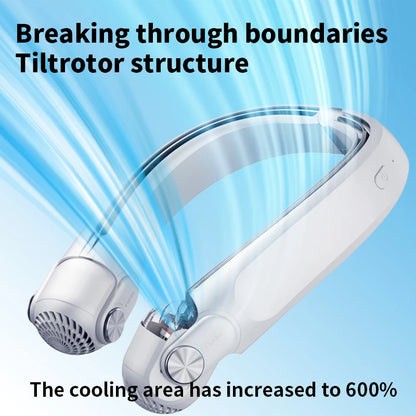 USB Rechargeable Rotor Neck Hanging Portable Fan Adjustable Bladeless Turbo Cooling for Dorm Home Outdoor Use