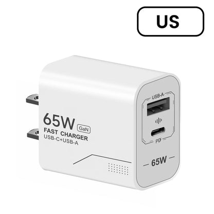 65W USB C Charger 2-Port Phone Charger For iPhone Samsung Xiaomi Type C EU/US Plug Wall Charger