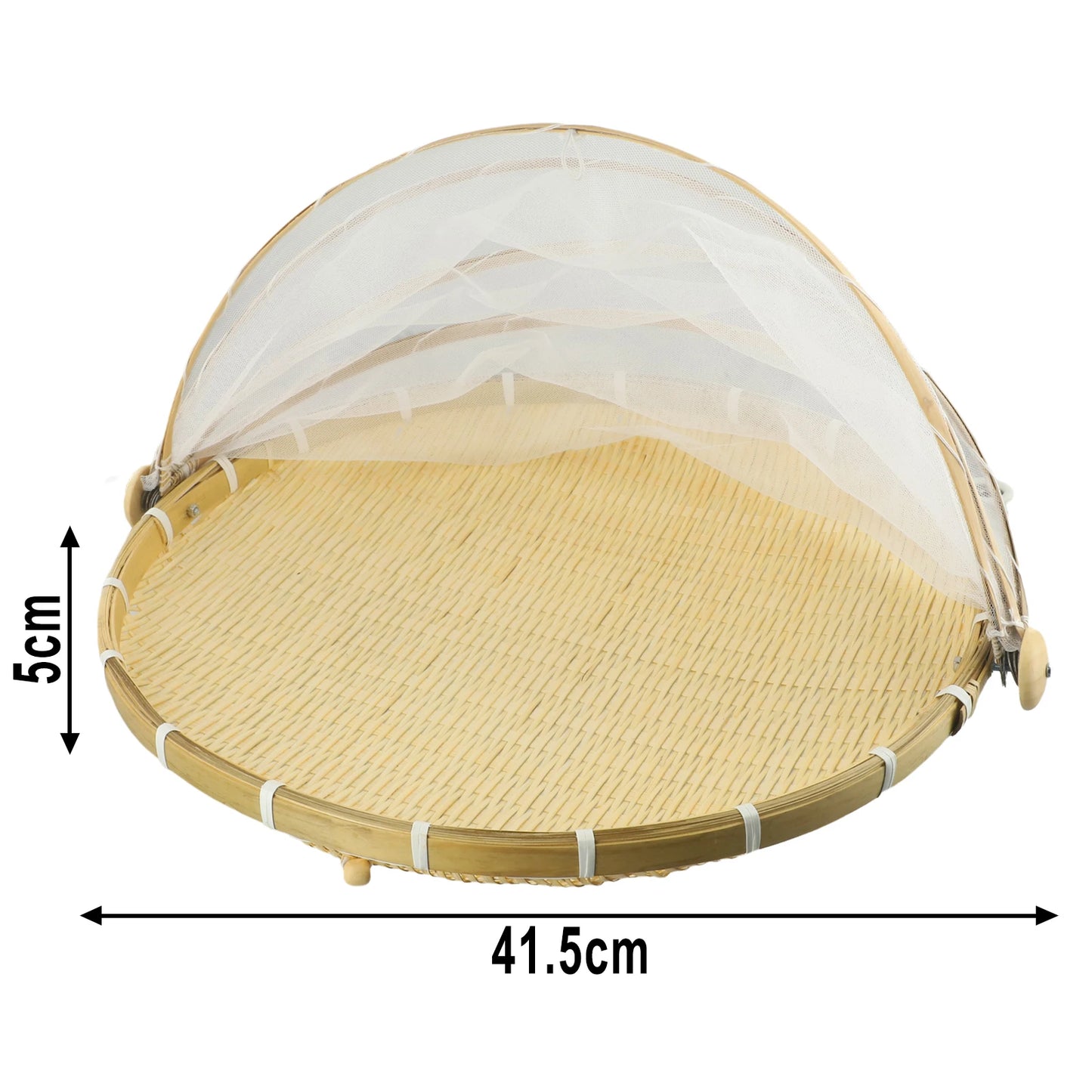 Handmade Bamboo Basket With Net Mesh Cover Kithen Bread Fruit Vegetable Food Container Outdoor Travel Picnic Dust Proof Basket