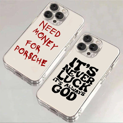 Pink Aesthetic English Letter Phone Case for IPhone 15 14 13 12 11 16 Pro Max 7 8 Plus X XR XS Mini Oil Painting Soft Cover Y2k