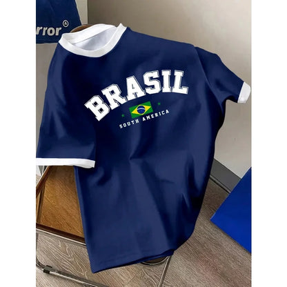 Brazil Flag 3D Printed T Shirt For Men Women Brazilian Sports Pattern T-Shirts Summer Fashion Casual O-Neck Loose Cosplay Tees