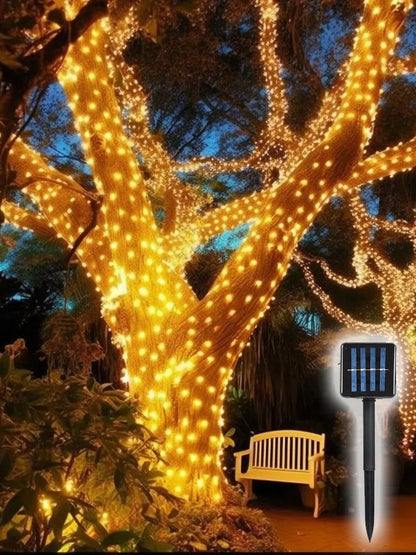 Solar Panel Lights LED Outdoor Garden Tree Lamp for Christmas Decor