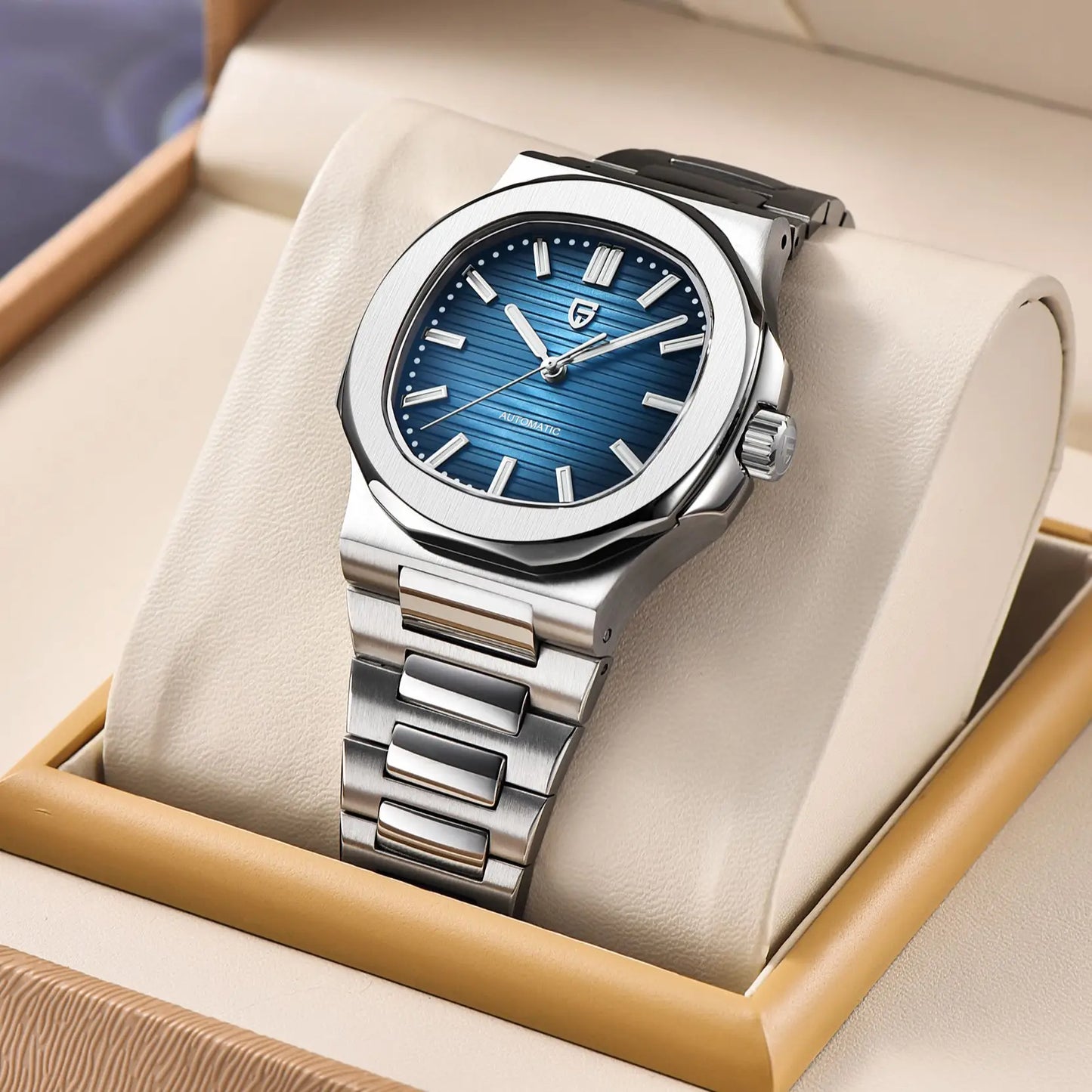 PAGANI Men's Watch Automatic Mechanical 40MM WristWatch Stainless Steel AR Sapphire Glass