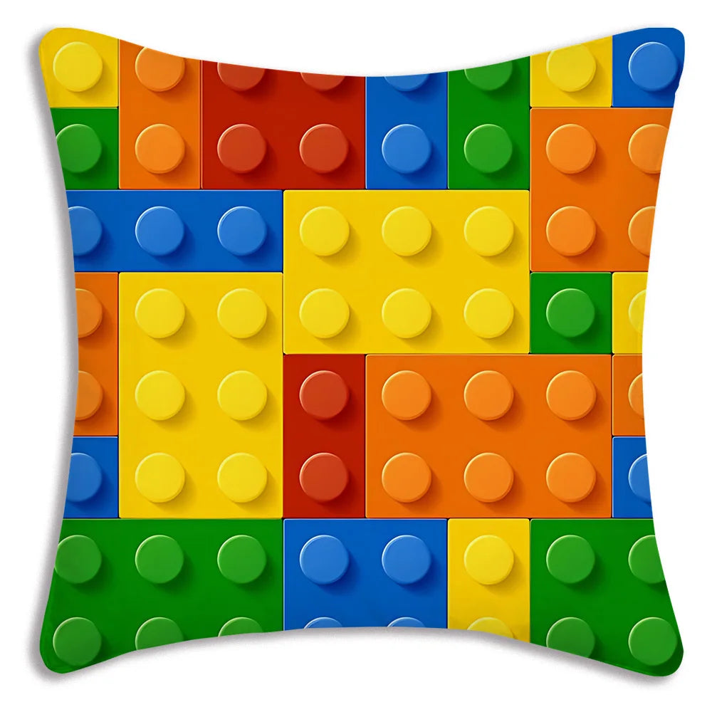 Cool For Legos Game Pillow Covers Cartoon Sofa Decorative Home Double-sided Printing Short Plush Cute Cushion Cover