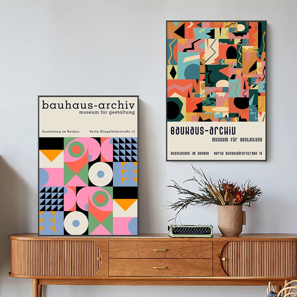 Contemporary Art Bauhaus Exhibition Geometric Minimalist Abstract Art Canvas Home Decor