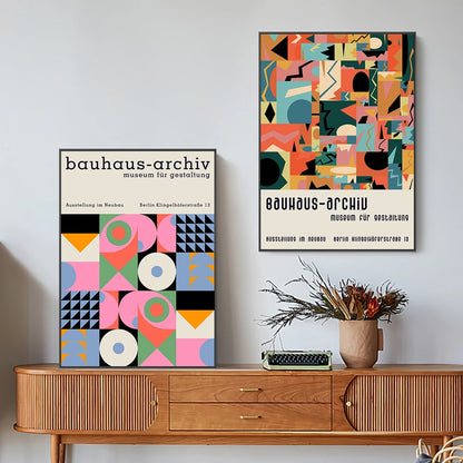 Contemporary Art Bauhaus Exhibition Geometric Minimalist Abstract Art Canvas Home Decor