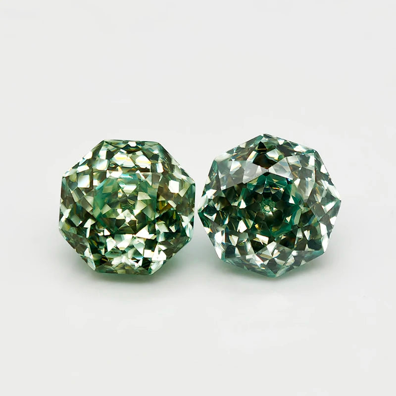 Never Fade Peacock Blu/Green Octagon Rose Cut Moissanite Diamond Loose Gemstones with GRA Certificate for DIY Jewerly Making
