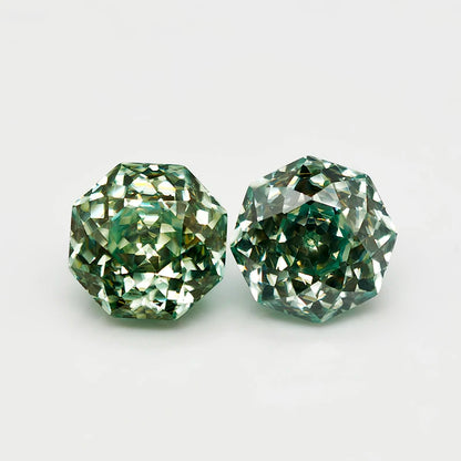 Never Fade Peacock Blu/Green Octagon Rose Cut Moissanite Diamond Loose Gemstones with GRA Certificate for DIY Jewerly Making
