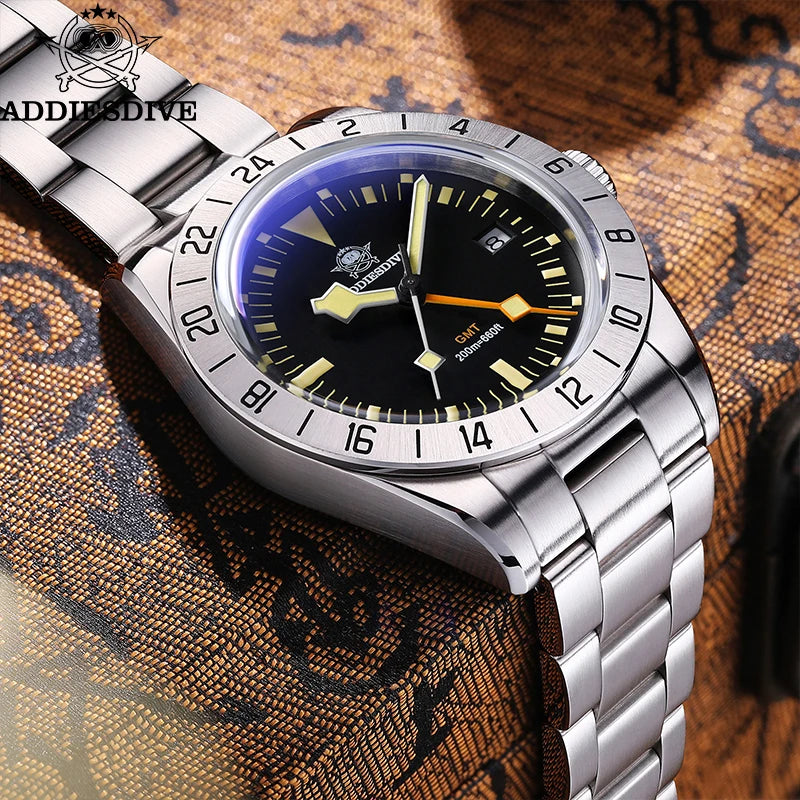 GMT Watch Explorer 200m Waterproof Luminous Stainless Steel Diver
