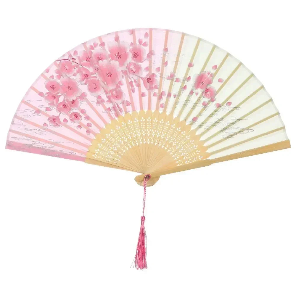 Retro Flower Pattern Home Decoration Elegent Bamboo Folding Fan Chinese Style Painting Handheld Fan Dance Performance Props