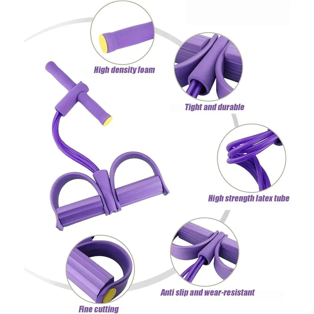 Multi-Function Resistance Band Set, 4 Tubes for Intense Workout, NBR Handles for Comfort, Office/Living Room/Bedroom Use