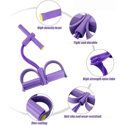 Multi-Function Resistance Band Set, 4 Tubes for Intense Workout, NBR Handles for Comfort, Office/Living Room/Bedroom Use