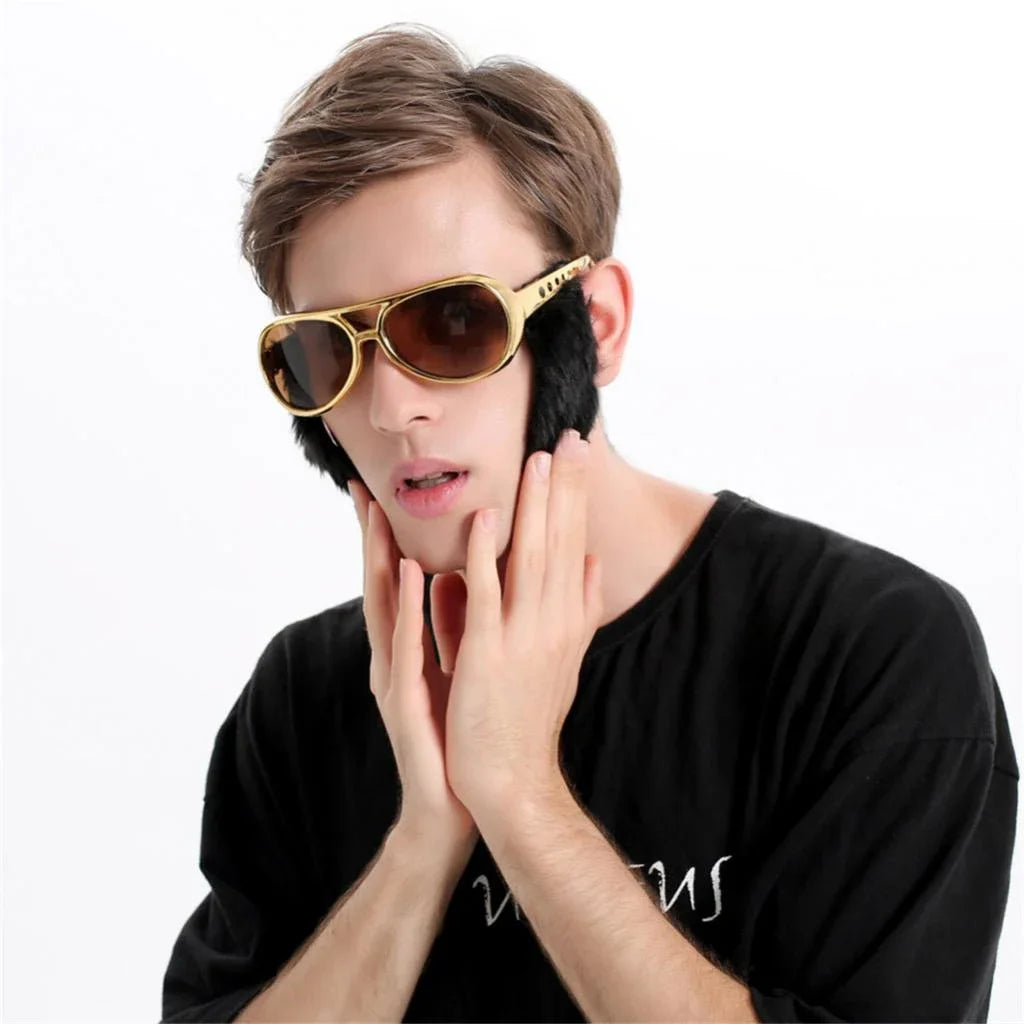 Italian Singer Tony Pitony Elvis Glasses with Hairs UNISEX Costume