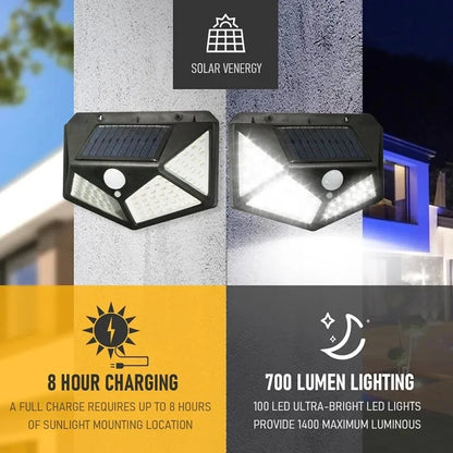 4PCS LED Solar Wall Lamp Motion Sensor Outdoor Garden