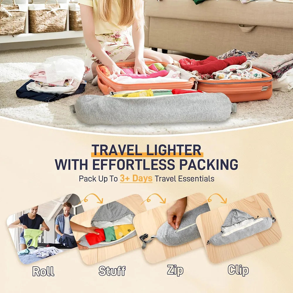 2in1 Travel Pillow Storage Adjustable Neck