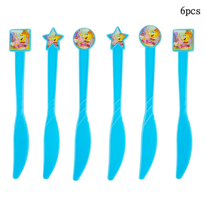 Cartoon SpongeBob Theme Birthday Party Balloon Disposable Tableware Mask Flag Candy Box Backpack Baby Shower party supplies