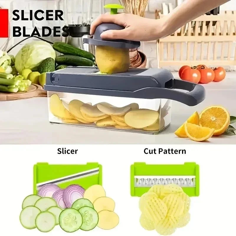 16in1 Vegetable Slicer Shredder with Basket Fruit Potato Carrot