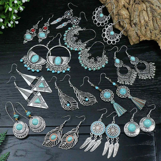 53 Styles Bohemian Vintage Drop Earrings For Women Ethnic Dangle Earrings Jewelry