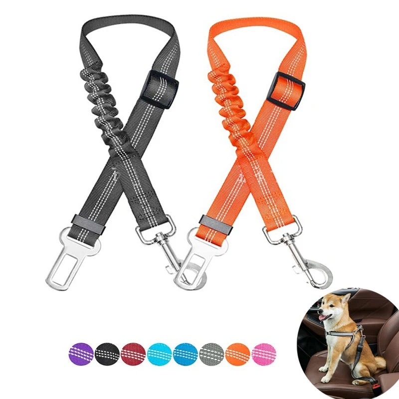 Pet Dog Seat Belt Adjustable Travel Car Safety Harnesses Lead Restraint Reflective Strap