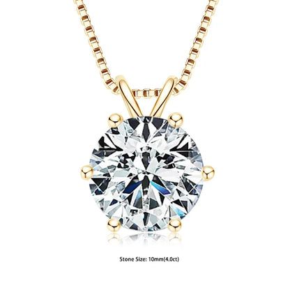 RAPRGOLD Certified 0.5-5ct Moissanite Pendant Necklaces S925 Sterling Silver Solitaire Necklace Chains For Women Jewellry Gifts