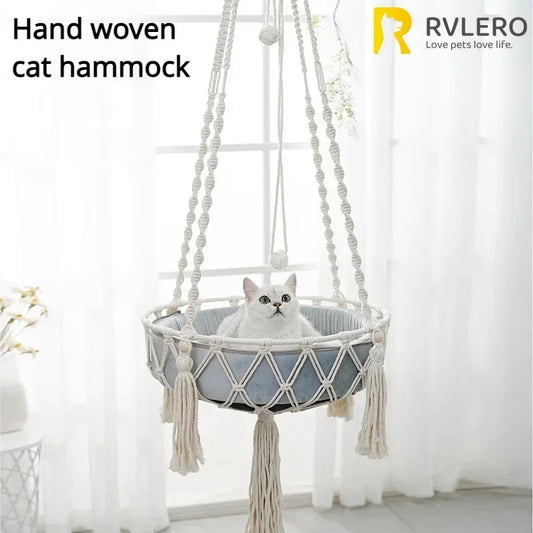 Cat Hammock Swing Cotton Rope Cats Hanging Basket Hanging