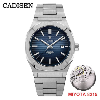 CADISEN Blue Diver Man Watch Sapphire 8215 Automatic Mechanical Watches 10Bar