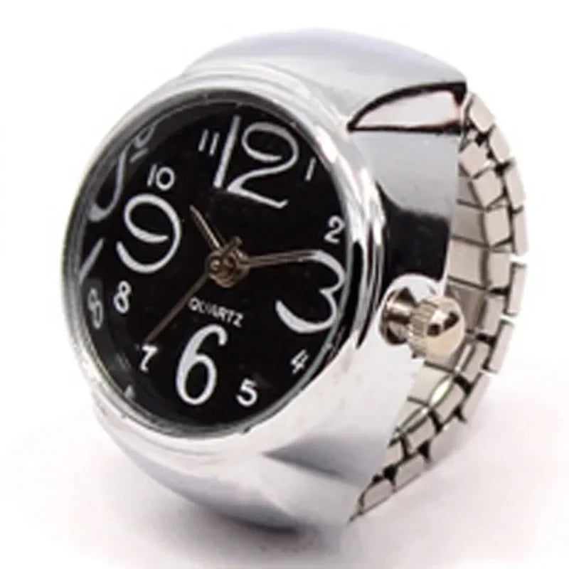 Finger Watch Mini Elastic Strap Alloy Watches Rings Jewelry Clock Retro Roman NEW