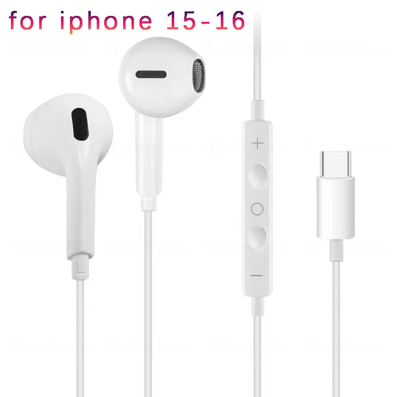 Earphones Type-C Earbuds Apple Lightning Headphones Iphone Samsung