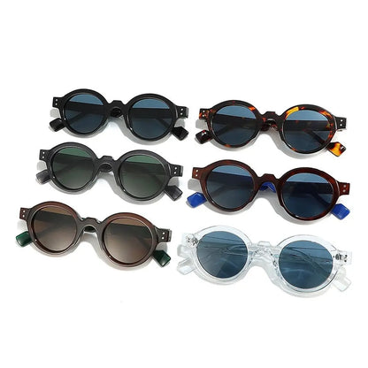 Round Sunglasses Men Punk Double Color Shades UV400 Retro Rivets Decoration Women Trending Sun Glasses Clear Lens Frame
