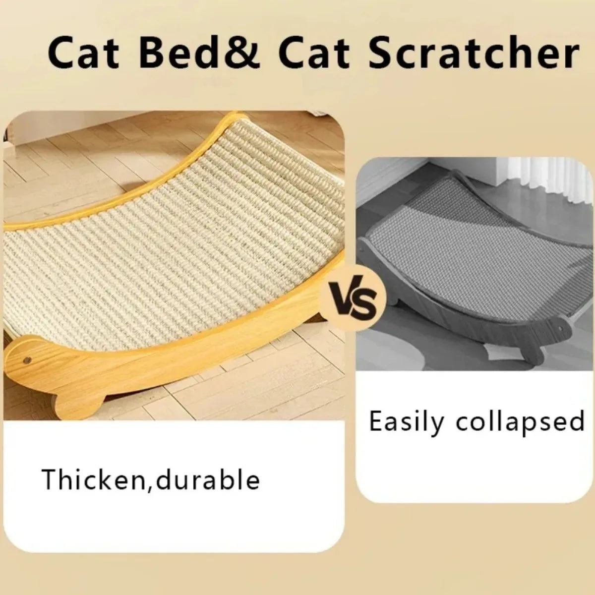 Wooden Cat Scratching Pads Sleeping Bed Detachable Kitten