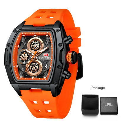 Gold & Blue Quartz Watch Chronograph Wristwatch Luminous Hands