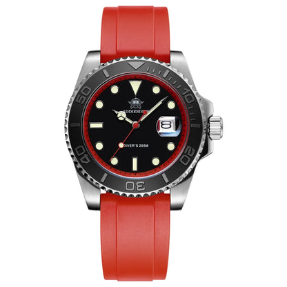 YELLOW Quartz Watch Calendar 200m Diver Silicone Men Sport Watch